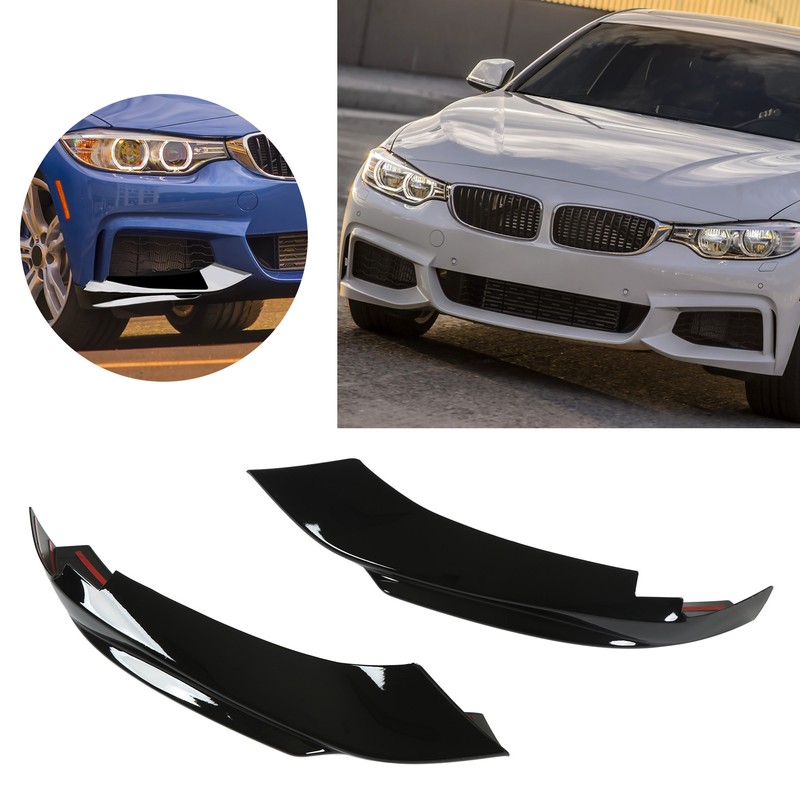 2 Pcs Front Bumper Diffuser Glossy Black Left Right Lip