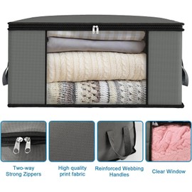 Mintry 70L Clothes storage bags- Pack of 4 under bed storage box - Clothes storage boxes with lid & PVC Window For Quilts, Blankets & Clothes