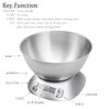 Digital Kitchen Scale with Removable Bowl 2.5L Volume, Electronic Stainless