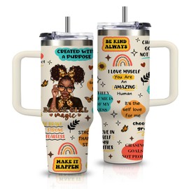 Black Girls Gifts for Women - 30oz Black Girls Tumbler with Handle and Straws Stainless Steel Insulated Travel Mugs, Leak-Proof, Inspiration Gifts for African Black Women Birthday Christmas Water Cups