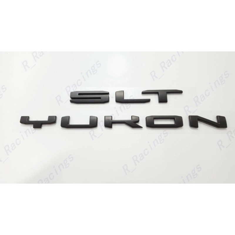 GMC 2PCS Matte Black Rear Yukon SLT Letters Emblem Fit