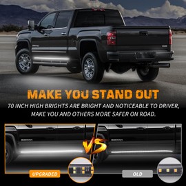 XRIDONSEN 2PCS 70 inch Emergency Truck White Strobe Lights Strip 864 LED Running Board Lights Bar Flashing Warning Hazard Safety Lights Waterproof Flexible for Trucks Construction Vehicles Pickup SUV