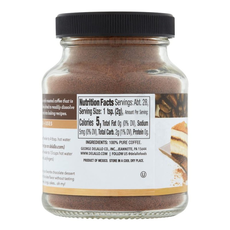 DeLallo Instant Espresso Powder, 1.94 Ounce Jar, 6 Pack, For
