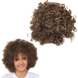 Brown Afro Wig - Fancy Dress Accessory - Funky Large Curly Hair 70's Disco Clown Mens Ladies - Perfect for Fancy Dress Events - Pack Of 1