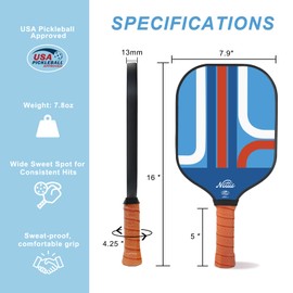 Nettie Pickleball Paddles Set of 2, USAPA Approved Carbon Fiber Pickleball Paddles, 13mm Polymer Core Pickle Ball Rackets 2 Pack for Intermediate, Stylish Pickleball Gifts