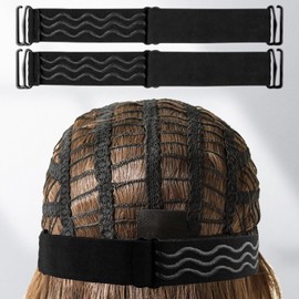 ROBOHOOK 6PCS Elastic Band for Wigs, Adjustable Wigs Band No Slip, with Non-Slip Silicone Strips and Removable Buckles, Elastic Wig Strap to Secure, for Glueless Wig(Black)