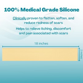 NewGel Advanced Silicone Professional Scar Treatment Tape by MyNewGel, Ultra-Thick, for Abdomen, C-Section, Keloids, Burns, REUSABLE, 2" x 18" Strip - BEIGE