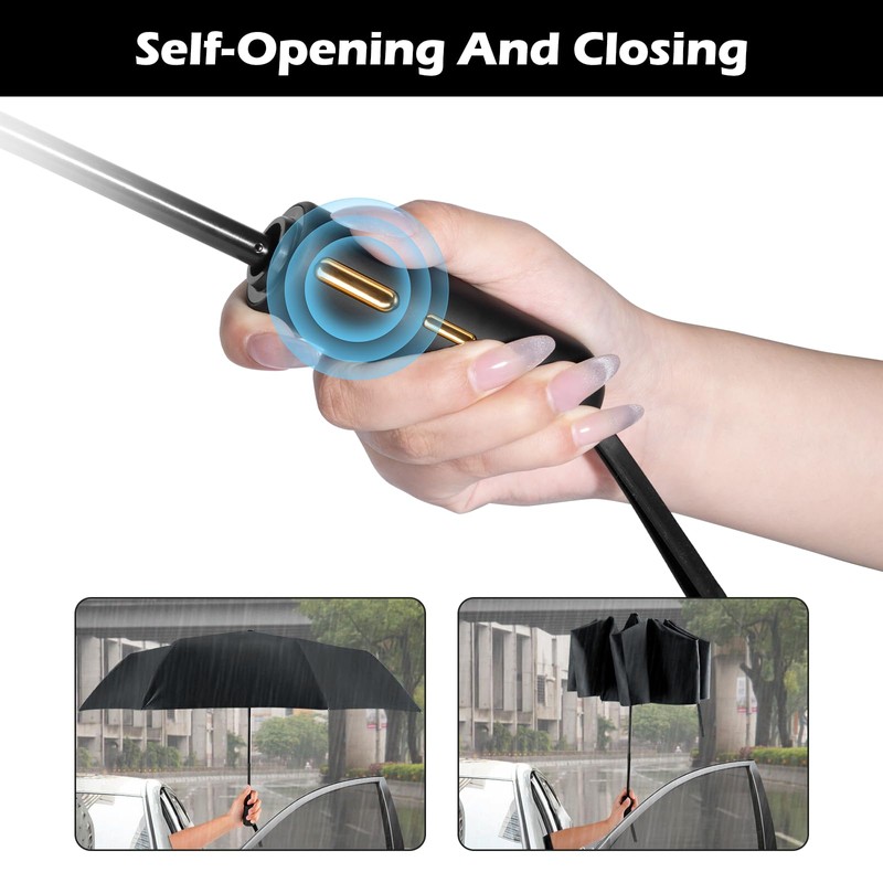 Carehabi Umbrella, 106 cm Span Width, Black, Umbrella Windproof with