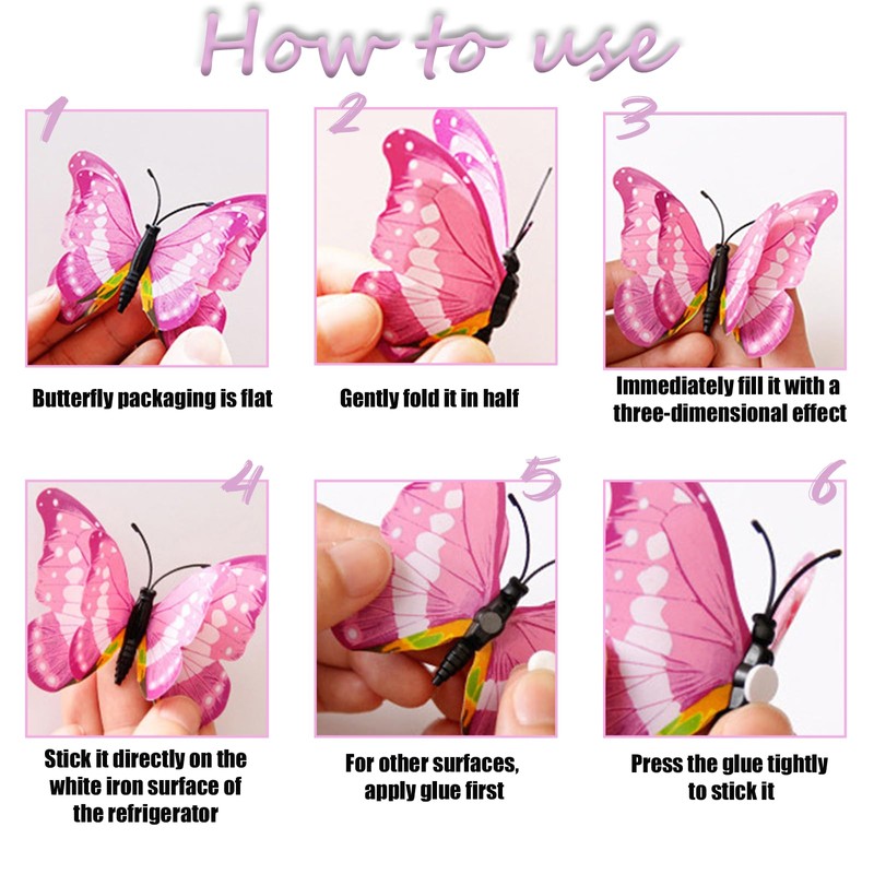 24 PCS 3D Butterfly Wall Sticker Decor, DIY Butterfly Decorations,