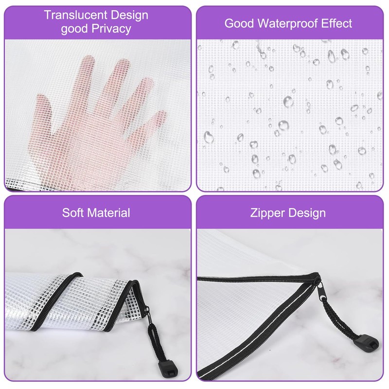 Plastic Wallets, 20Pcs A4, A5 Plastic Zip Wallets with 2Pcs