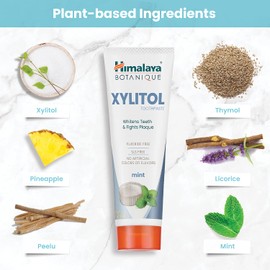 Himalaya Himalaya Botanique Whitening Antiplaque Toothpaste with Xylitol, Fluoride Free, for Plaque Reduction & Gentle Whitening, 4 oz