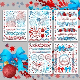 Transparent Decals Pack # Christmas Balls and Snowflakes Composition HANATABA Vintage Styled Transparent Stickers for Windows Glass Mirrors