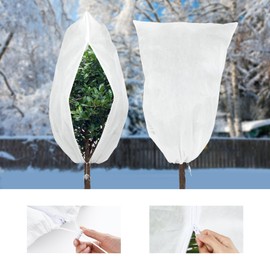 Duerer Plant Covers Freeze Protection 78" W x 94" H, 1 Pack Frost Cloths for Outdoor Plants Heavy Duty 2.82oz/yd² Winter Tree Covers Bags, Non Woven Reusable Frost Blankets with Drawstring and Zippe