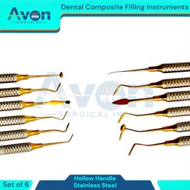 Dental Resin Composite Scaler Picks - Tooth Filler Sculpturing Glass Ionomer - Non-Stick | Double-Ended Stainless Steel Dental Instruments (6PK)