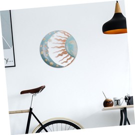 ABOOFAN Wrought Iron Wall Art Sculpture Vintage Metal Moon and Sun Design Green for Indoor Outdoor Decoration Versatile Wall Ornament for Living Spaces