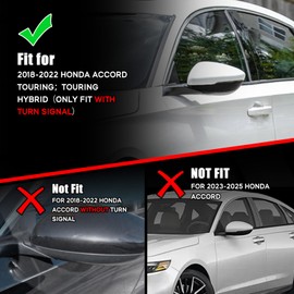 White Left Driver Side Mirror Cover Cap Housing Compatible with 2018 2019 2020 2021 2022 Honda Accord Touring and Touring Hybrid with Turn Signal Model