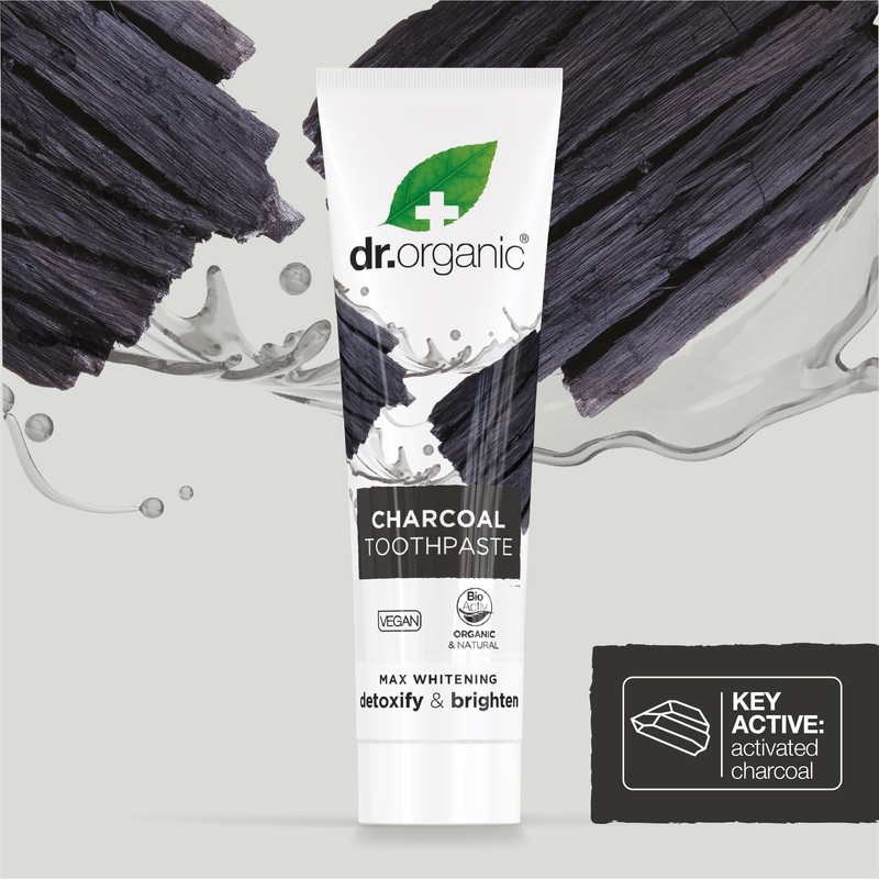 Dr Organic Activated Charcoal Toothpaste, Extra Whitening, Natural, Vegan, Cruelty-Free,