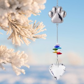 Pet Memorial Gifts for Dogs Cat: Loss of Dog Sympathy Gift- Rainbow Bridge Heart Shape Crystal Suncatcher, Pet Remembrance Ornament in Memory of Puppy, Thoughtful Passing Away Sympathy Keepsake