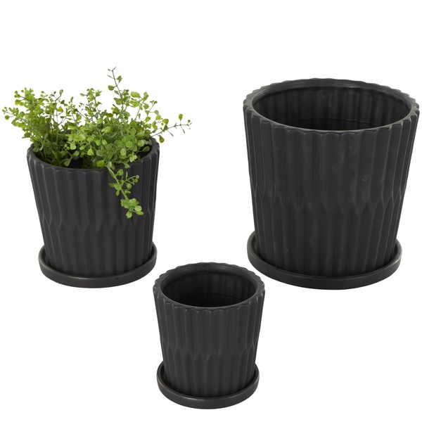 Deco 79 Ceramic Indoor Outdoor Planter Ribbed Large Planter Pot