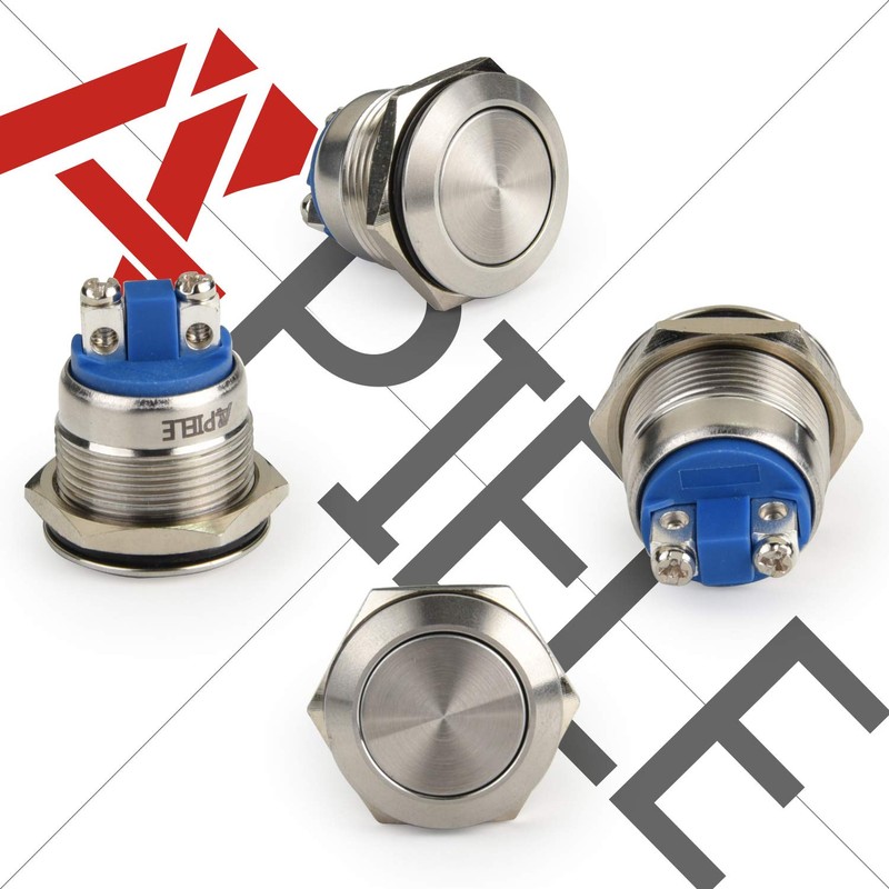 APIELE Push Button Switch 19mm Momentary Waterproof Stainless Steel Metal