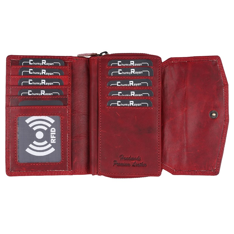 Chunkyrayan P GB-6 Genuine Leather Women's Wallet High-Quality Vintage RFID