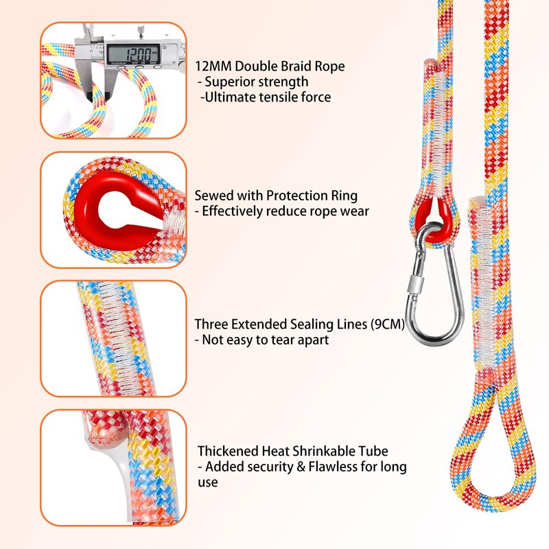 Werfeito Tree Swing Ropes (Set of 2), 5FT/10FT/15FT/20FT, Tree Swing