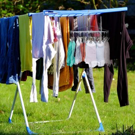 Relaxdays Sock Dryer for Clothes Airer, 24 Clips, Swivel Hooks, Camping, Sock Hanger HxD: 29 x 33.5 cm, Grey