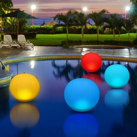 Houseables Solar Pool Balls, Solar Ball, Floating Lights, Pool Lights That Float, Floating Light Up Ball, Glow in the Dark Lanterns, Decorations, Christmas, Outdoor, 4 PK, 13”, RGB LED Changing Colors