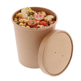 Royal 32 Ounce Kraft Paper Food Container and Lid Combo, Package of 250