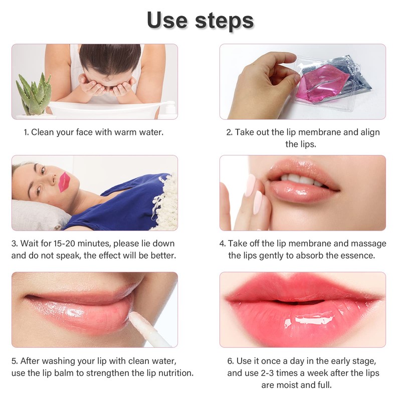 Reengull 30 PCS Lip Mask Collagen Lip Masks Sheet for