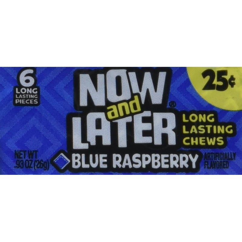 Now & Later Original Taffy Chews Candy, Blue Raspberry, 0.91