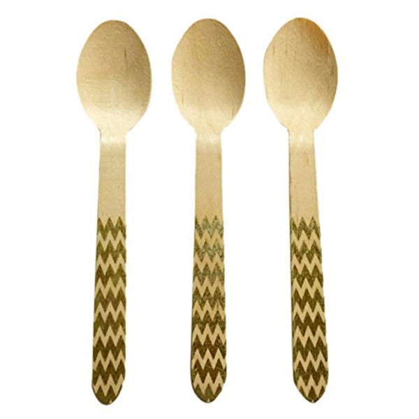 Perfect Stix Chevron Spoon 158 36-Gold Printed Wooden Spoons with