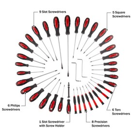 Screwdriver Set - 100-Piece Magnetic Screwdriver Bit Set with Standard and Precision Screwdrivers, Ratchet Handle, and Carry Bag by Stalwart (Red)