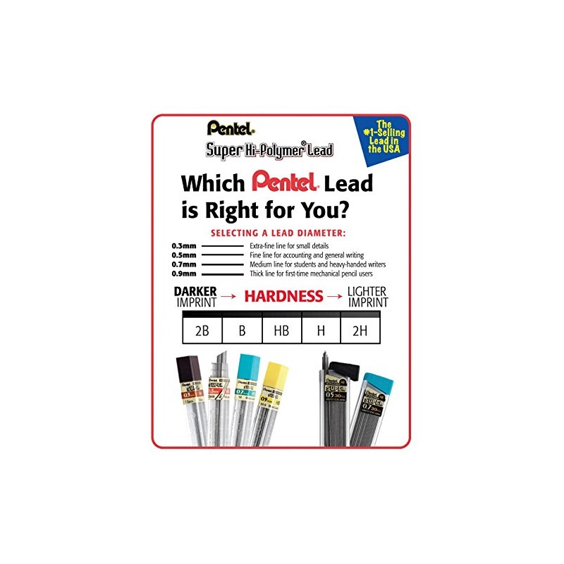 Pentel - Hi-Polymer Lead, 0.9 mm, Bold, B, Black, Sold