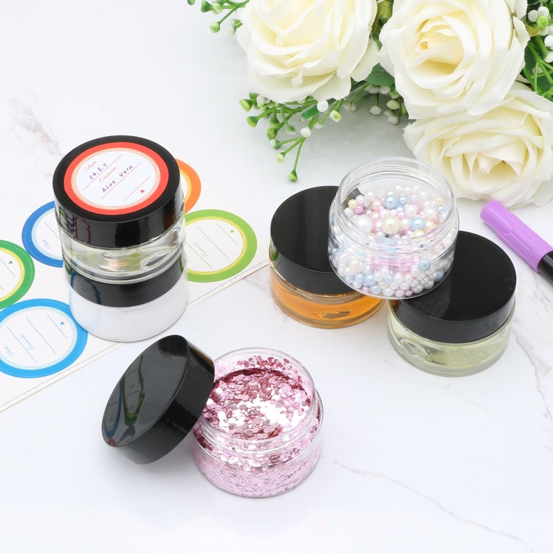 8 Pack 1oz Plastic Containers with Lids, Jars with Lids,