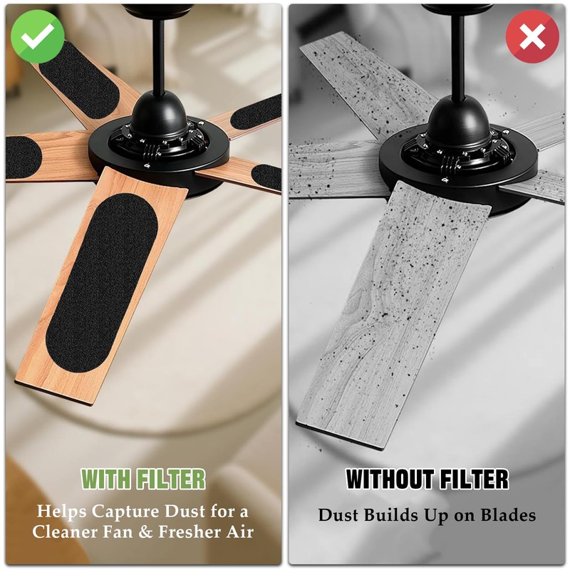 18PCS Ceiling Fan Filters For Blades,Activated Carbon Fan Air Purifier