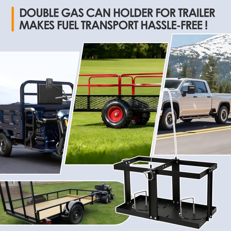 Gas Can Holder for Trailer, Fuel Jug Holder, with 4