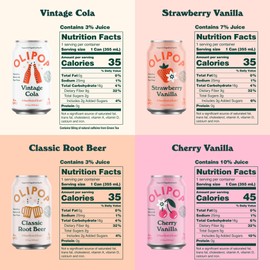 OLIPOP - The Sampler, 6-Flavor Soda Variety Pack, Healthy Soda, Prebiotic Soft Drinks, Supports Digestive Health & Gut Health, High Fiber, Low Calorie, Low Sugar, Vegan (12 oz, 12-Pack)