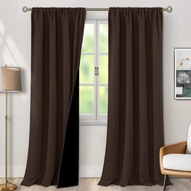 BGment Brown 100% Blackout Curtains for Living Room 108 Inch Length, Extra Long Room Darkening Noise Light Blocking Heavy Rod Pocket Dining Room Window Curtains 2 Panels Set, Each Panel 52 Wide