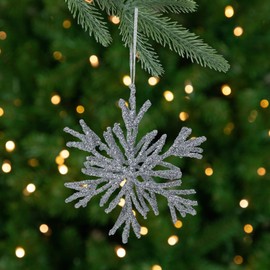 7.5" Silver Glitter Snowflake Christmas Ornament