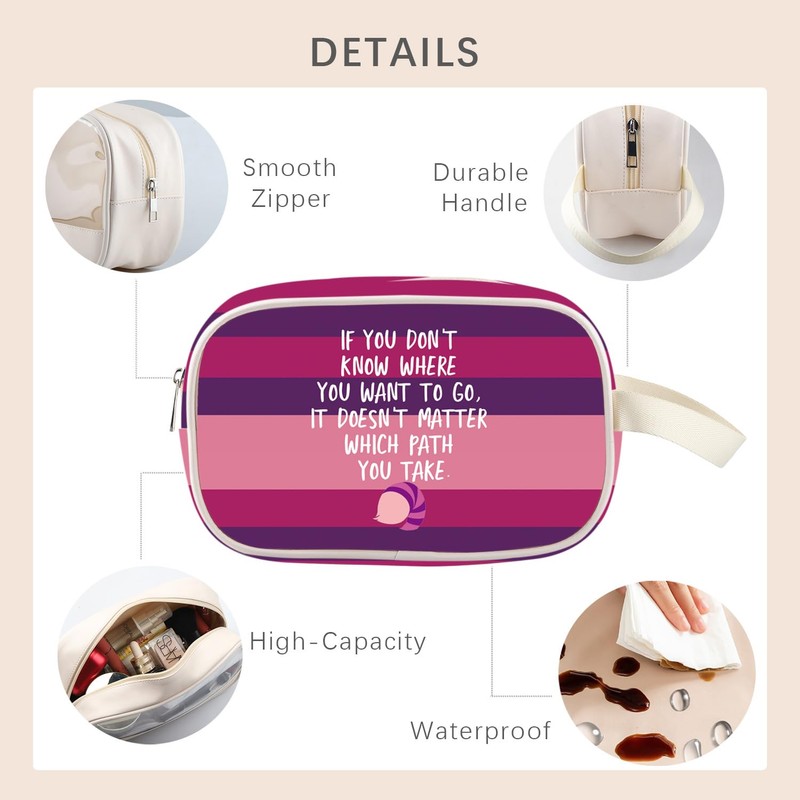 PLITI Alice Make-up-Tasche für Katzen, gestreifter Schwanz, mit Reißverschluss, lächelnde