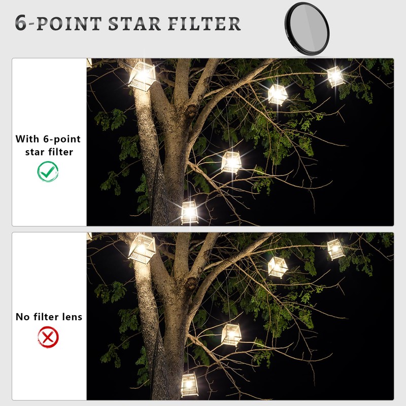 Erzekrim 58 mm Star Filter Pack of 3 Adjustable Cross