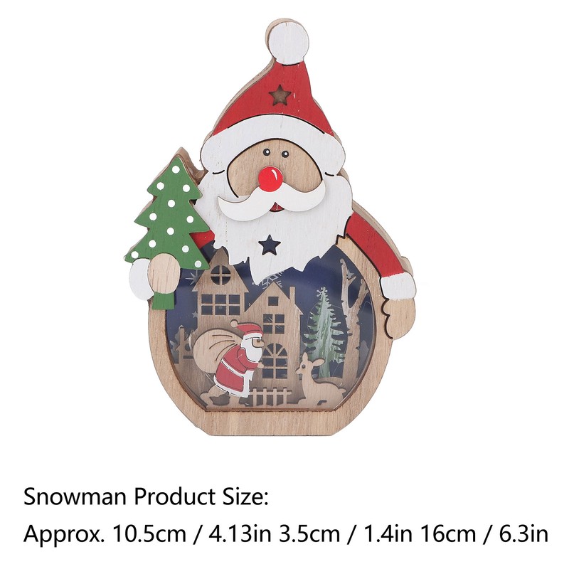 Luminous Christmas Ornament LED Light Emitting Wooden Christmas Decorations Ornaments