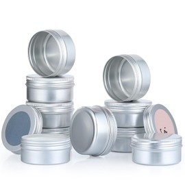 LIYAR 3oz Tins Aluminum Tin Can 10Pack Salve Tins, 3 oz Tin with Lids Refillable Containers With Screw Top and Labels for Salve, Candle, Spices or Balms(Silver)
