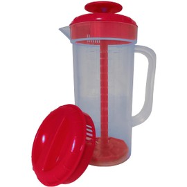 Salad Dressing Mixer with Measurements, 1 qt Capacity, Makes Ranch, Vinigretes, Italian & More. Emulsifies Ingredients Quickly, Multiple Color Options (Red w/Opt Lid)