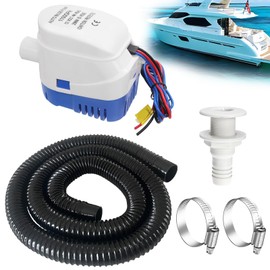 maierke 1-1/8 Boat Bilge Pump Hose Kit,1100gph Automatic 12v Bilge Pump Can Choose,1-1/8 Dia 6 FT Kink-Free PVC Hose,1-1/8 Inch ABS Thru-Hull Fitting,2PCS Stainless Steel Hose Clamps for Boat Marine