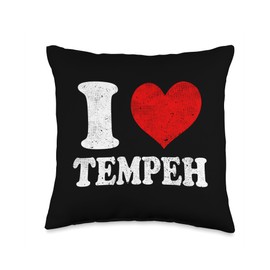 I Love Tempeh Vegan Vegetarian Vintage Throw Pillow