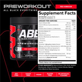 All Black Everything Pre-Workout Powder | Preworkout Energy Drink Mix | 350mg Caffeine | Beta Alanine & Citrulline | Energy Supplement for Men & Women | Red Hawaiian | 30 Servings