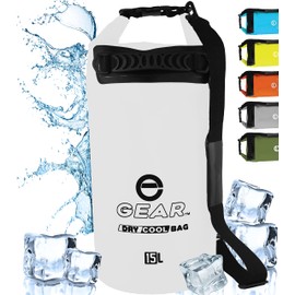 Enthusiast Gear Insulated Dry Bag Floating Cooler – 10L / 15L Roll Top, Leak Proof, Waterproof, Collapsible, with Padded Shoulder Strap - Perfect for Kayaking Fishing Beach Hiking (10 Liter, White)