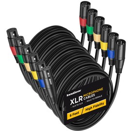 InnoGear XLR Microphone Cables, 6 Feet 6 Pack Oxygen-Free Copper Male to Female 3-Pin Balanced XLR Mic Cables Cord for Speaker Podcast Audio Mixer DMX Effector Amplifier Sound Card, Multicolored